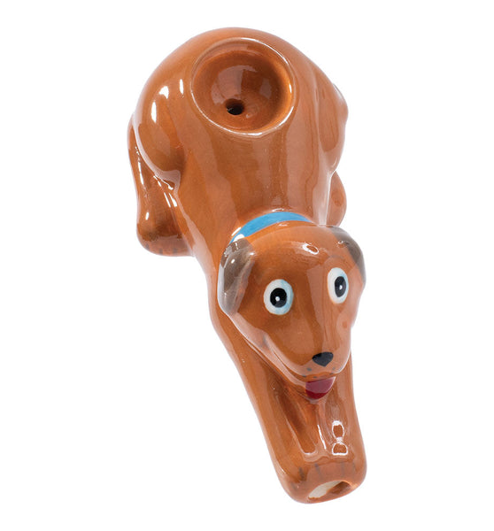 Wacky Bowlz Brown Dog Ceramic Pipe - 4.5"