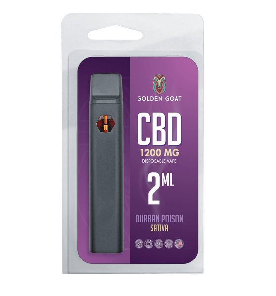 Golden Goat CBD Rechargeable Vape Device 1200MG, Durban Poison (Sativa)