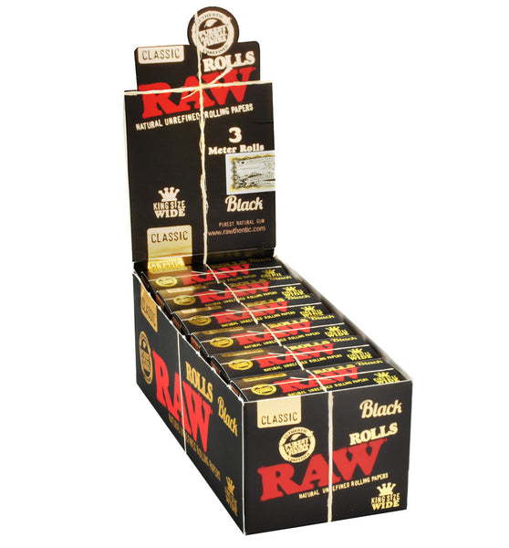 RAW Black Rolls Rolling Papers -3M/King Size Wide 12PC DISP-