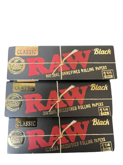 Raw Organic Black 1 1/4 Size 50 Papers Rolling Papers (3 Pack)