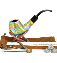 Pulsar Shire Pipes The Firebow | Bent Brandy Saddle Stem Rainbow Wood Pipe