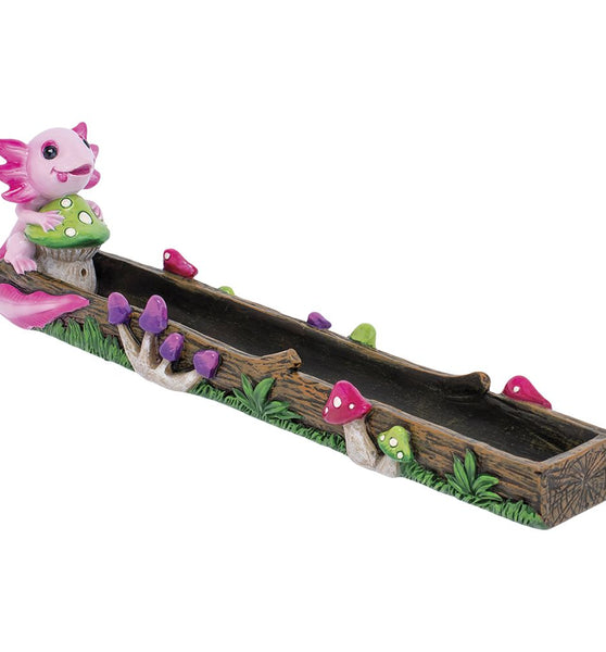 Fujima Pink Axolotl Mushroom Stick Resin Incense Burner - 10.5"