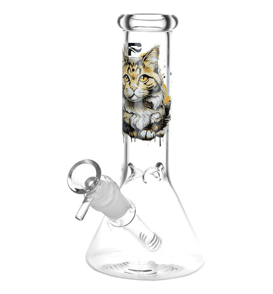 Pulsar Majestic Cat Glass Water Pipe - 7.75" / 14mm F