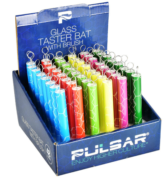 Pulsar Glass Taster Bat - 4"/THC Molecule/Asst - 48PC DISP