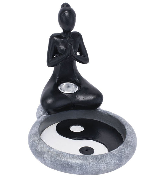 Fujima Yin Yang Yoga Backflow Cone Incense Burner - 6"