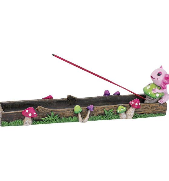 Fujima Pink Axolotl Mushroom Stick Resin Incense Burner - 10.5"