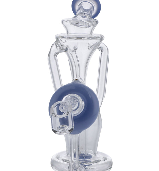 Bent Neck Dab Rig Recycler-Milky Blue-6in(RCL-S-034MB)