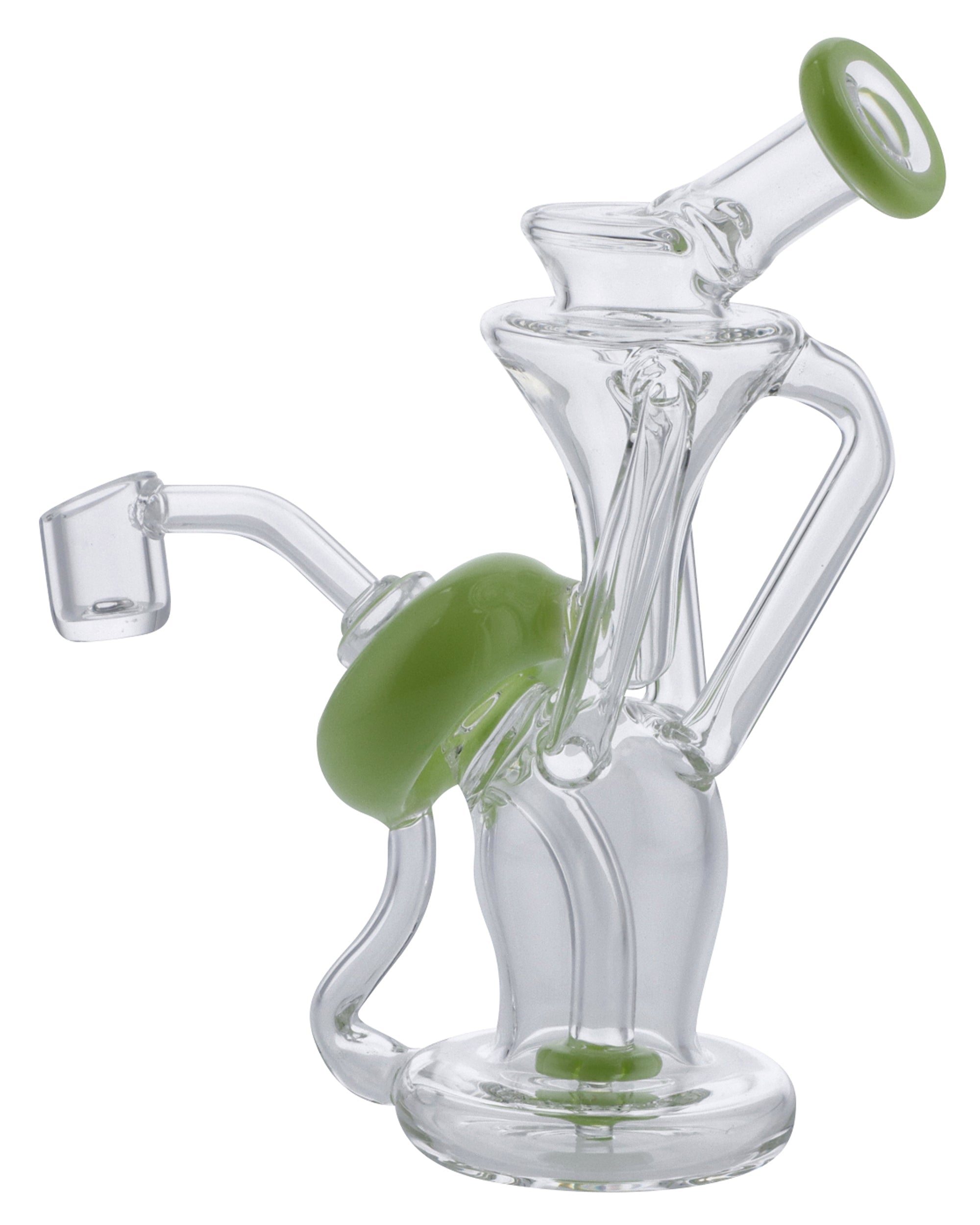 Bent Neck Dab Rig Recycler-Milky Green-6in(RCL-S-034MG)
